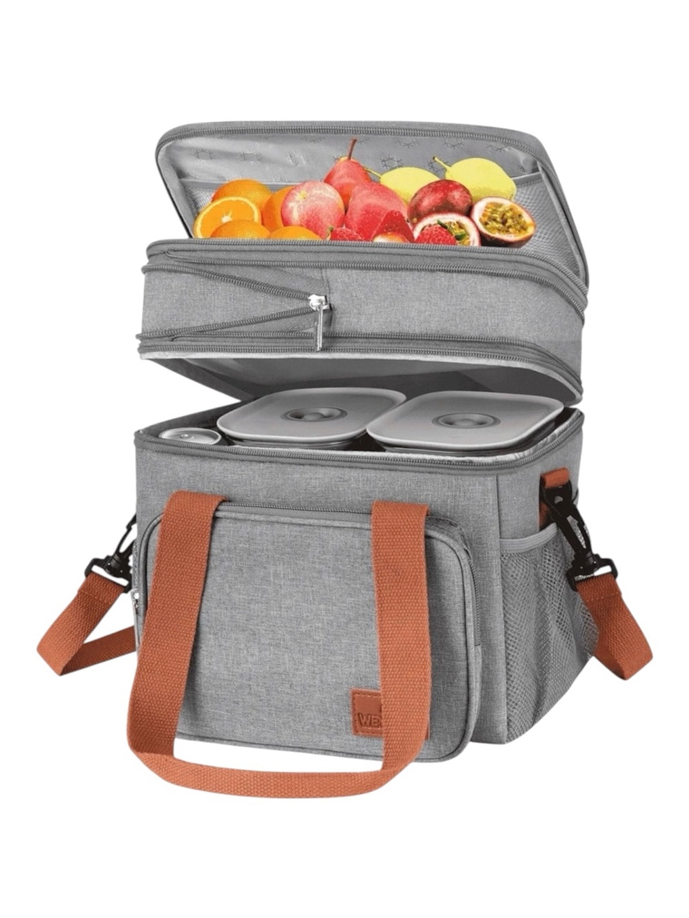 Insulated Grey Lunch Cooler Tote Bag